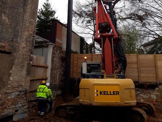 Trägerbohlwand - Arbeiten in der Innenstadt